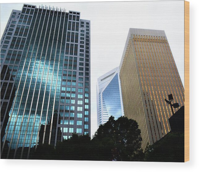 Skyscrapers Wood Print featuring the photograph Power Towers by Addison Likins