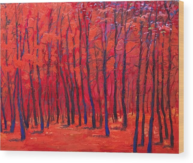 Landscape Wood Print featuring the painting Red Dawn by Mark Lore