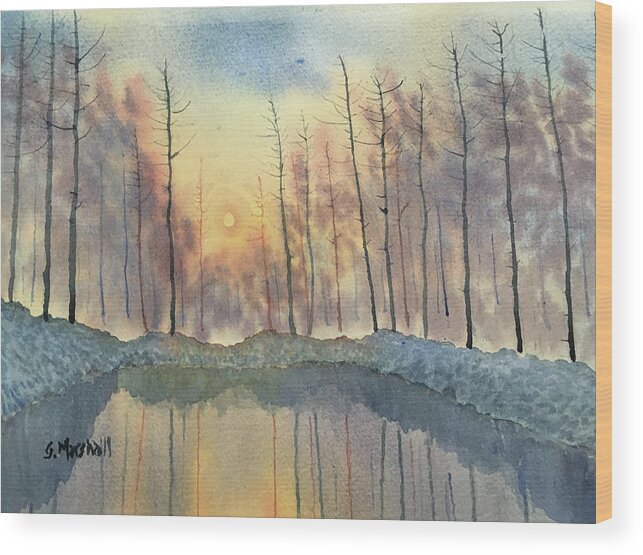 Watercolour Wood Print featuring the painting Reflections of Sunrise by Glenn Marshall