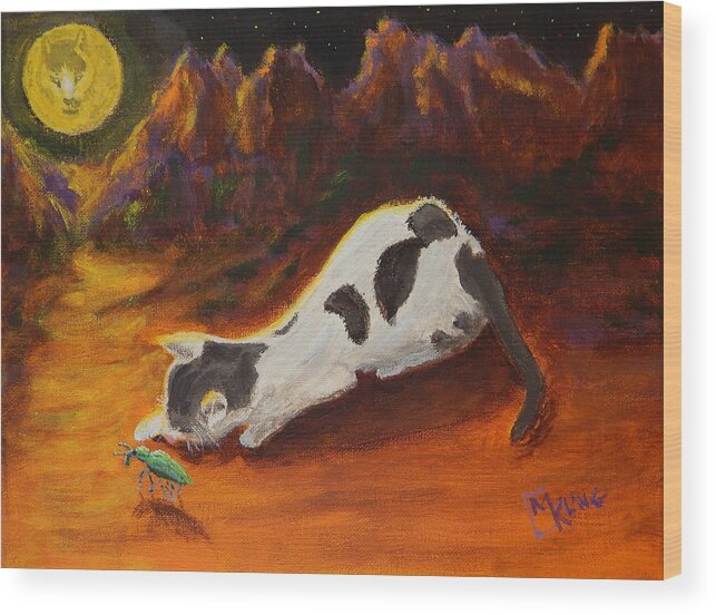 Moon Wood Print featuring the painting Remembering Charlie by Mike Kling