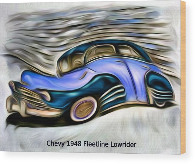 Chevy Wood Print featuring the digital art Revved Up and Rarin' To Go... Blue by Ronald Mills