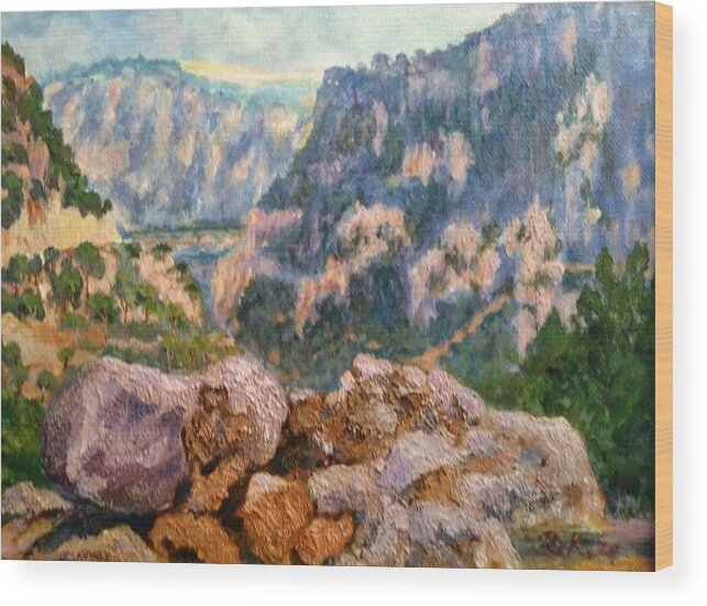 Mountains Wood Print featuring the painting Rigorous Mountain by Ray Khalife