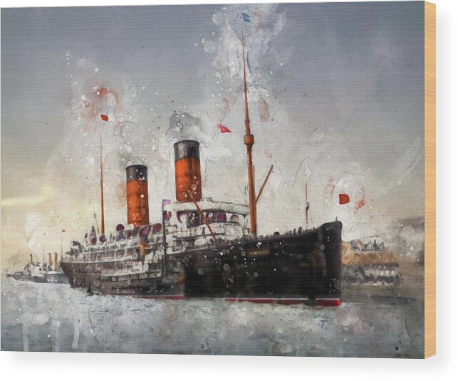 Steamer Wood Print featuring the digital art R.M.S. Campania by Geir Rosset