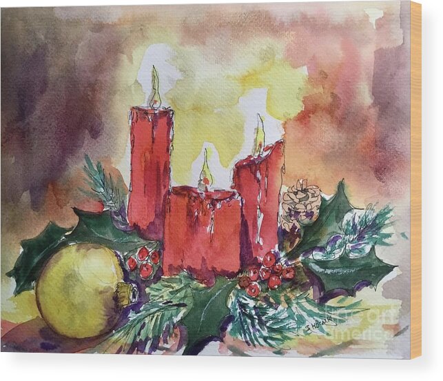 Red Wood Print featuring the painting Seasonal Glow by Sonia Mocnik