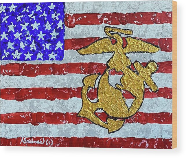 Usmc Wood Print featuring the painting Semper Fi by Nancy Breiman