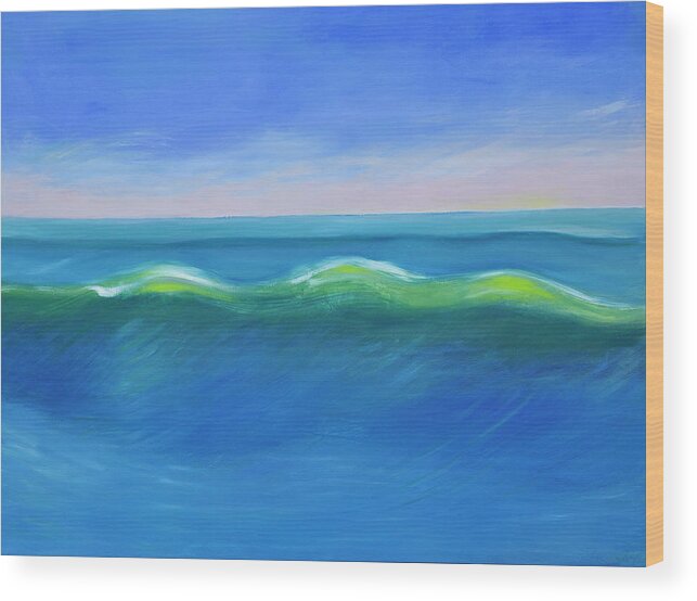 Wave Wood Print featuring the painting Slow Roll by Laura Lee Cundiff