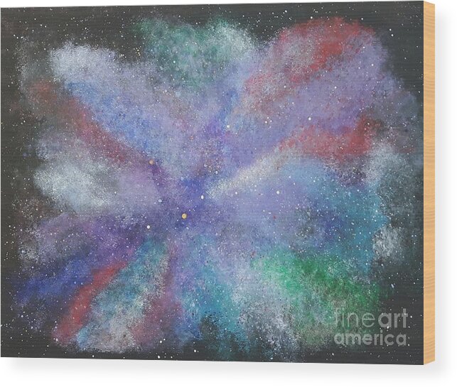 Stars Wood Print featuring the painting Under the stars by Nadia Spagnolo