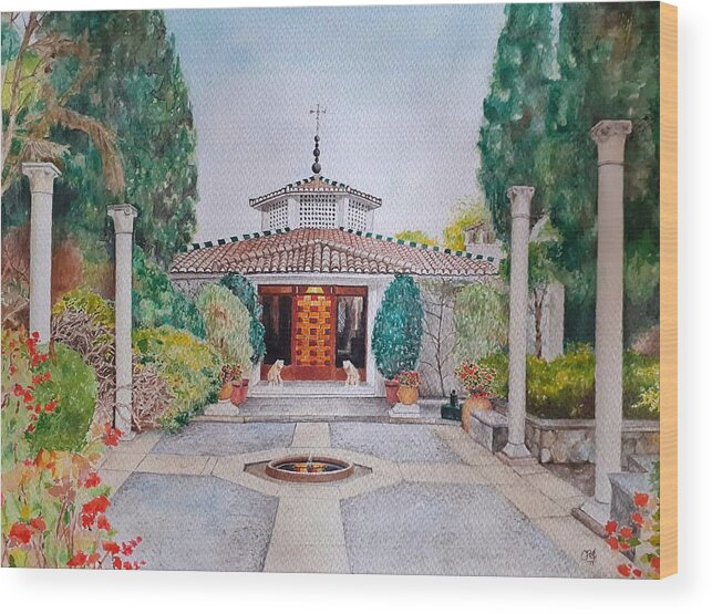 Patio Wood Print featuring the painting Spanish patio. Costa del Sol. Spain by Carolina Prieto Moreno