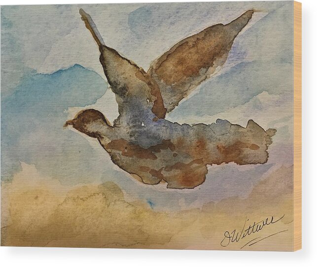 Bird Wood Print featuring the painting Spirit Bird by Julie Wittwer