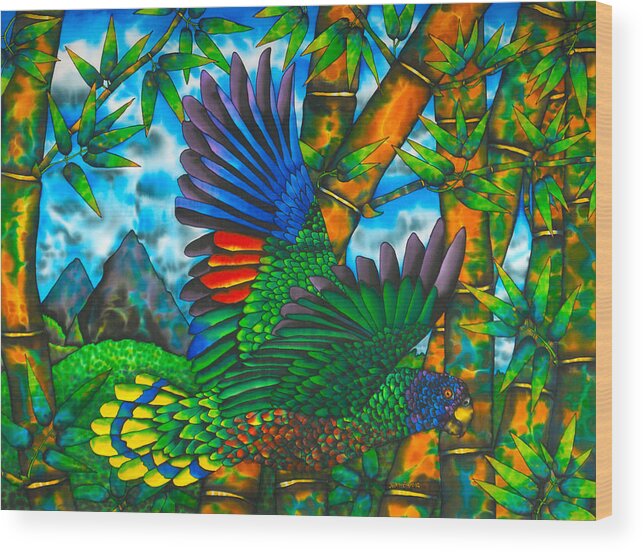 Jst. Lucia Parrot Wood Print featuring the painting St. Lucia Parrot by Daniel Jean-Baptiste