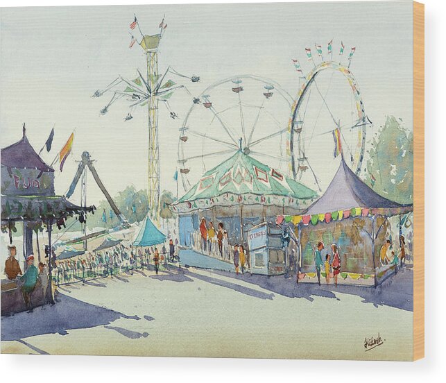 State Fair Wood Print featuring the painting State Fair #4 by Tesh Parekh