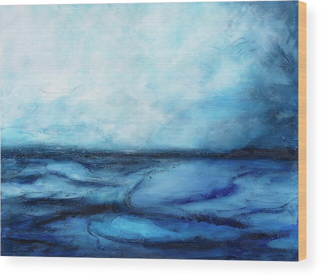 Ocean Wood Print featuring the painting Storms End by Tamara Nelson