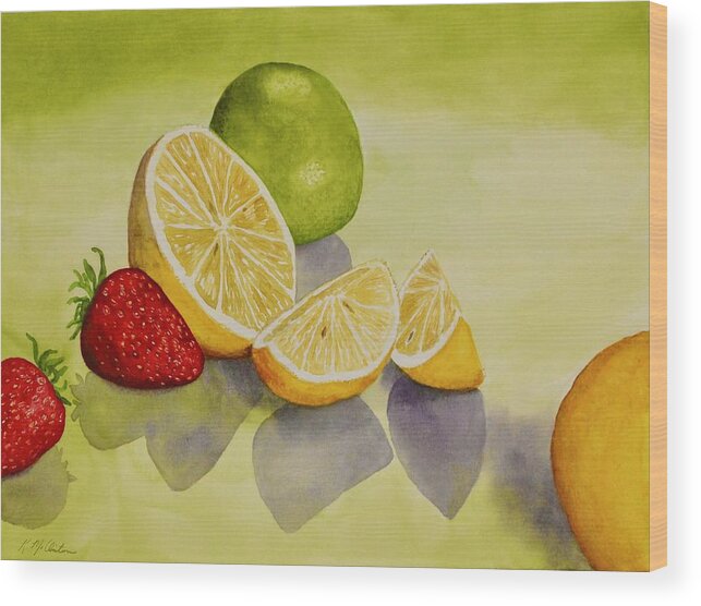Kim Mcclinton Wood Print featuring the painting Strawberry Lemonade by Kim McClinton