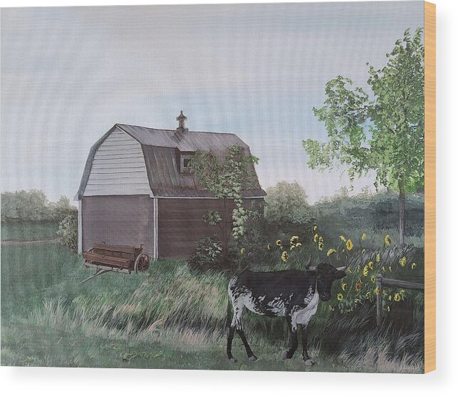 Country Wood Print featuring the painting Sunday by Elissa Ewald
