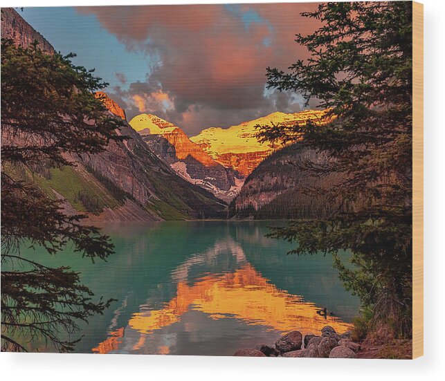 Canada Wood Print featuring the photograph Sunrise at Canada's Lake Louise by Mitchell R Grosky