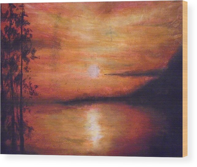Sunset Wood Print featuring the painting Sunset Addiction by Jen Shearer