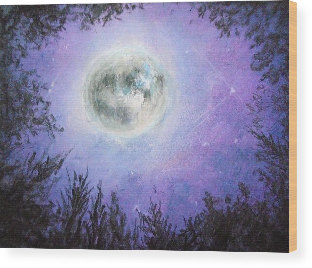 Sparkling Moon Wood Print featuring the painting Sunset Dreams by Jen Shearer