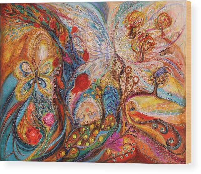 Angel Wood Print featuring the painting The Angel Wings #14. Spirit of Jerusalem by Elena Kotliarker