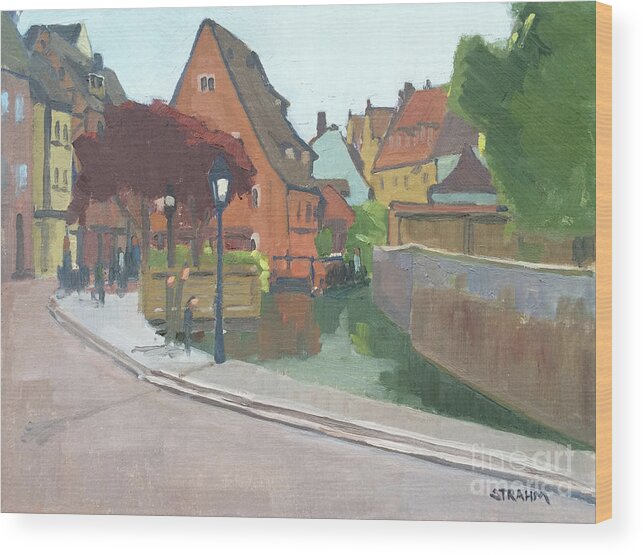 Canal Wood Print featuring the painting The Canal of Colmar, France by Paul Strahm
