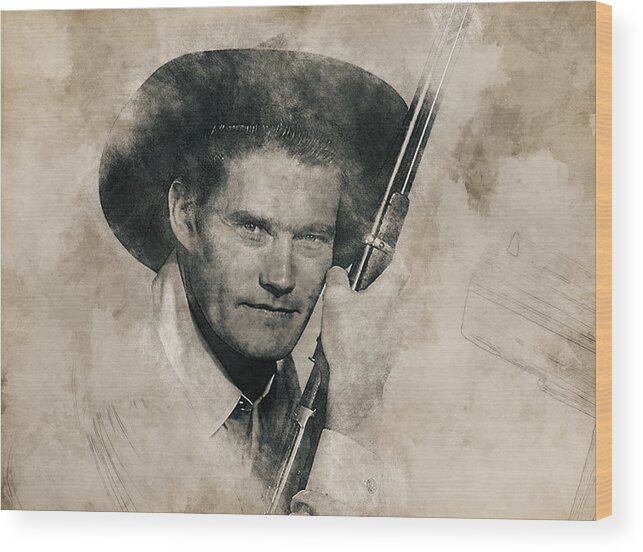 Kevin Joseph Aloysius Connors Wood Print featuring the mixed media The Rifleman, Chuck Connors by Pheasant Run Gallery