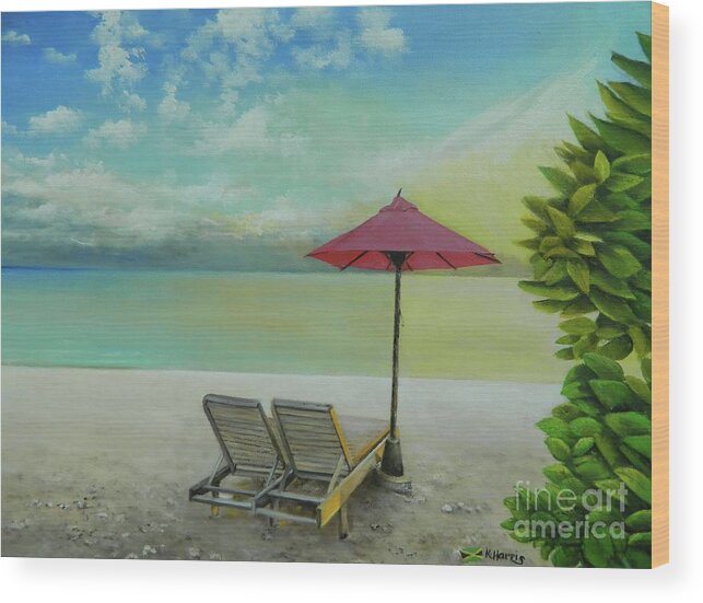 Jamaica Landscape Wood Print featuring the painting The View by Kenneth Harris