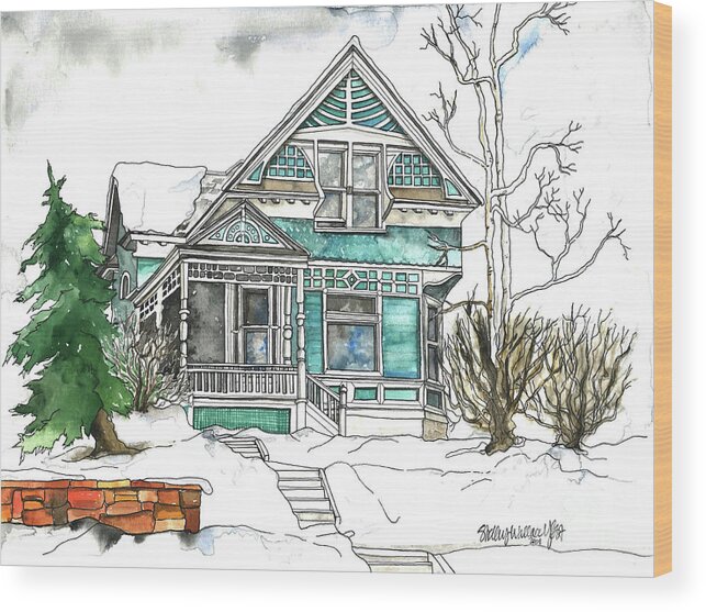Watercolor Wood Print featuring the painting Third Avenue Winter by Shelley Wallace Ylst