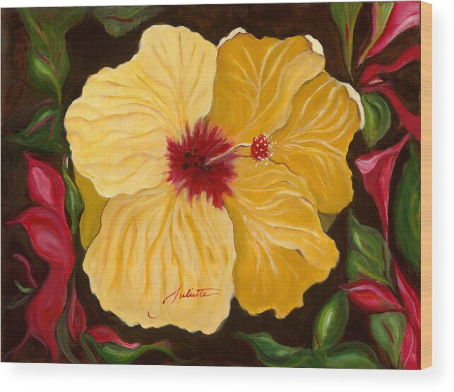 Hawaii Wood Print featuring the painting Tropical Dancer by Juliette Becker