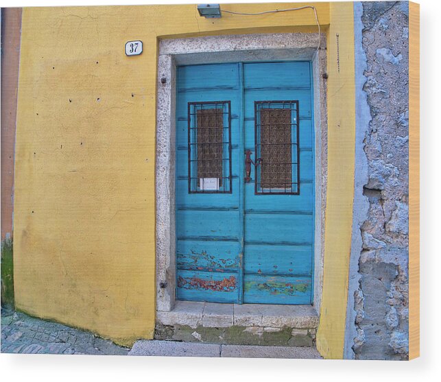 Adriatic Sea Wood Print featuring the photograph Turquoise Door 1 by Eggers Photography