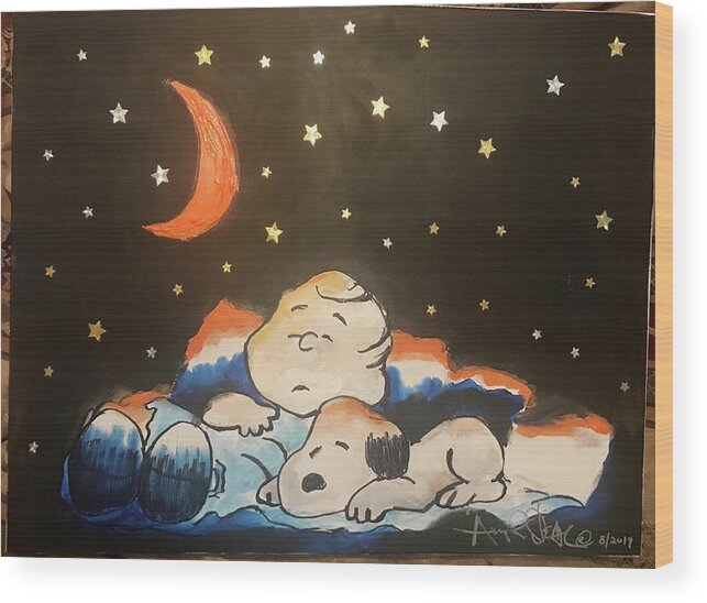  Wood Print featuring the painting Under the Stars by Angie ONeal
