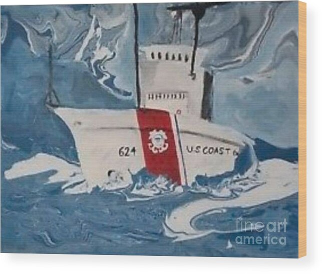 Uscg Cutter Wood Print featuring the painting USCGC Dauntless by Expressions By Stephanie