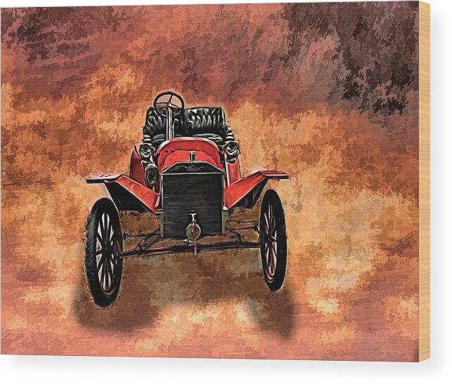 Classic Cars Wood Print featuring the mixed media Vintage 1907 Model S Ford Roadster by Joan Stratton