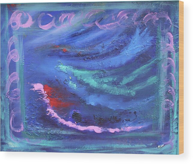 Abstract Wood Print featuring the painting Waves by Karin Eisermann