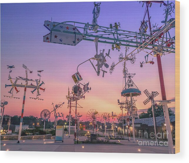 Vollis Wood Print featuring the photograph Whirligig Park Sunset by Darrell Foster