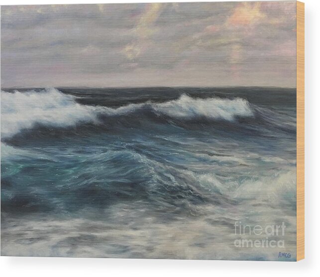 Seascape Wood Print featuring the painting Whitecaps by Rose Mary Gates