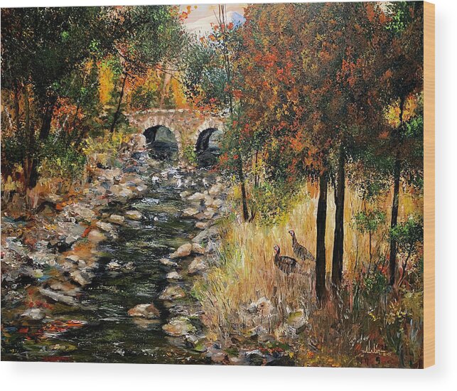 Mountains Wood Print featuring the painting Wild Turkey by Alan Lakin