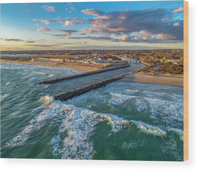Weekapaug Wood Print featuring the photograph Wind and Surf by Veterans Aerial Media LLC