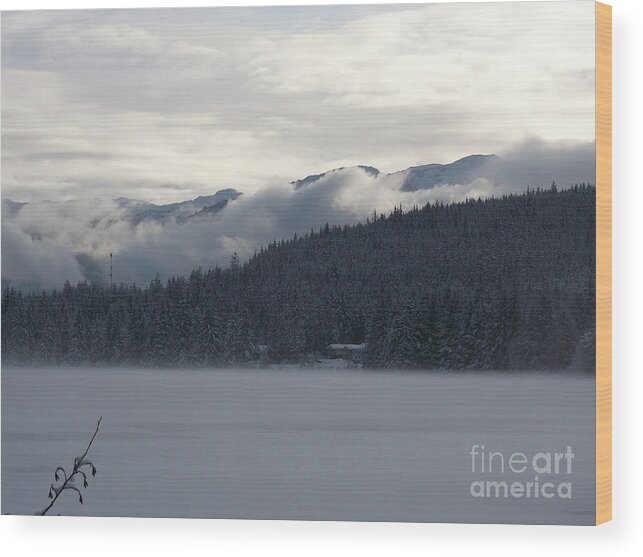 #alaska #juneau #ak #cruise #tours #vacation #peaceful #aukelake #snow #winter #cold #postcard #morning #dawn Wood Print featuring the photograph Winter Escape by Charles Vice