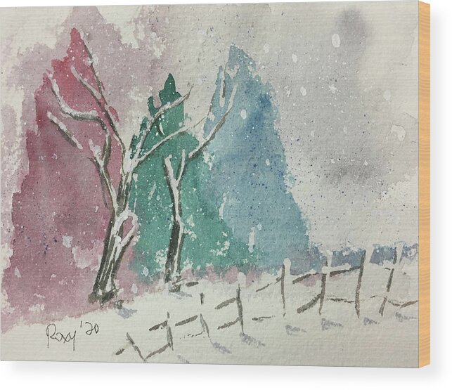Winter Landscape Wood Print featuring the painting Winter Landscape 2 by Roxy Rich