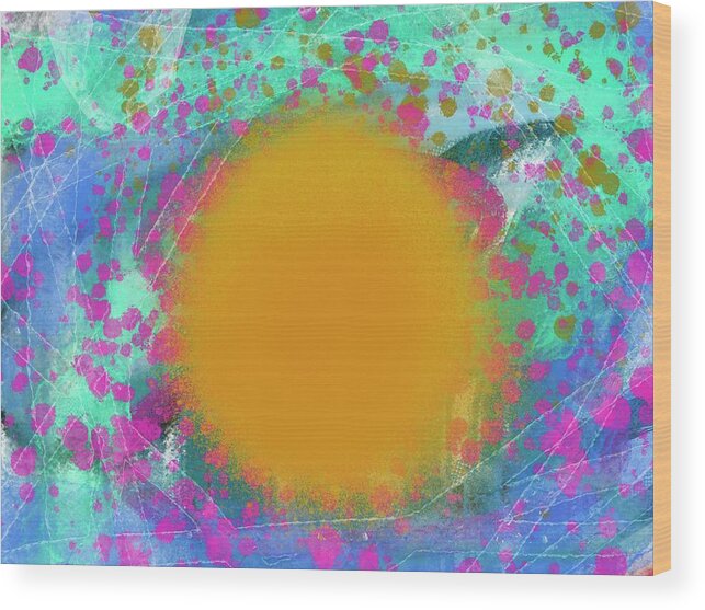 Abstract Wood Print featuring the painting Yellow by David McKinney