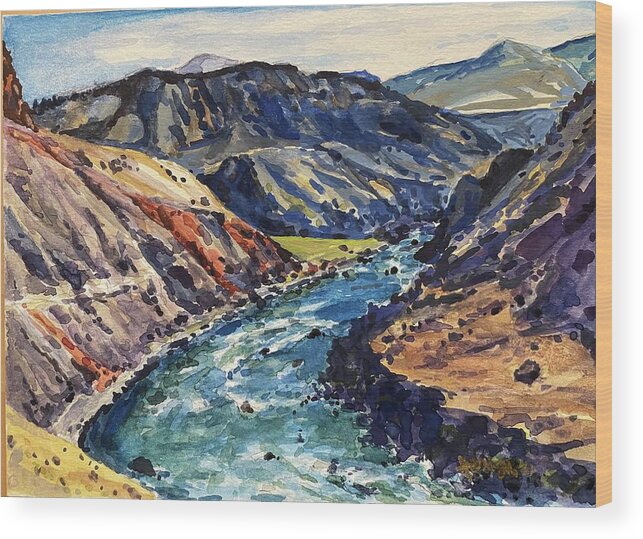 Yellowstone Wood Print featuring the painting Yellowstone River Trail to Mouth of Bear Creek by Les Herman