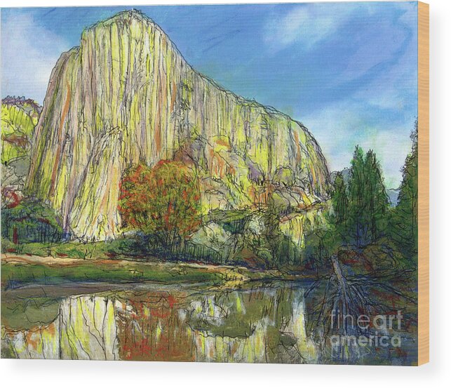  Yosemite National Park Wood Print featuring the painting Yosemite National Park. by Randy Sprout