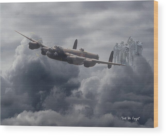 Aircraft Wood Print featuring the digital art  Avro Lancaster - Aircrew Remembrance by Pat Speirs