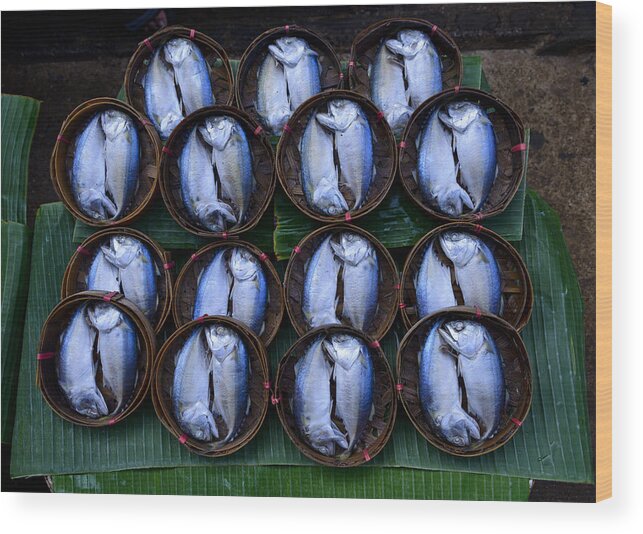 Bangkok Wood Print featuring the photograph Bangkok Fish Baskets by Bob VonDrachek