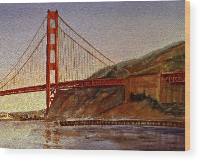 Golden Gate Wood Print featuring the painting Golden Gate Bridge San Francisco California #2 by Irina Sztukowski