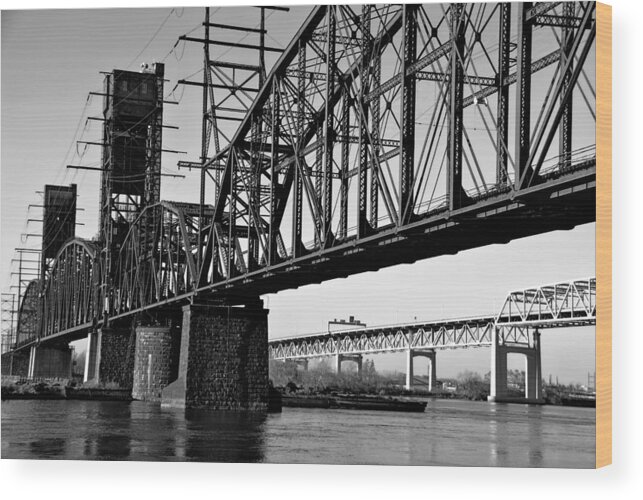 Delaware River Wood Print featuring the photograph Old Railroad Bridge by Louis Dallara