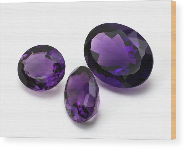 Mineral Wood Print featuring the photograph Amethyst gemstone #1 by SunChan