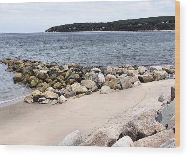 Beach Wood Print featuring the photograph Beach Jetty Plymouth MA by Janice Drew