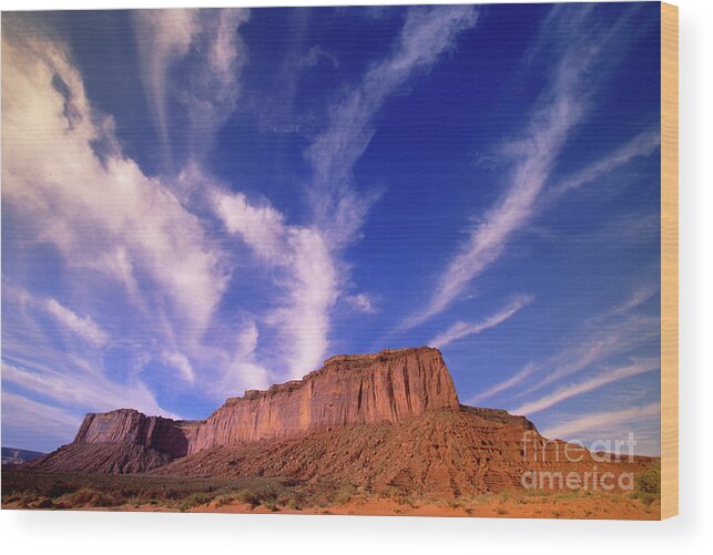 00340878 Wood Print featuring the photograph Clouds Over Monument Valley by Yva Momatiuk and John Eastcott