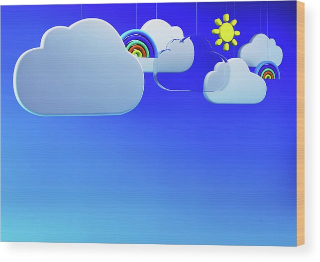 Blue Sky Wood Print featuring the photograph Clouds, Rainbows And Sun Dangling #1 by Ikon Ikon Images