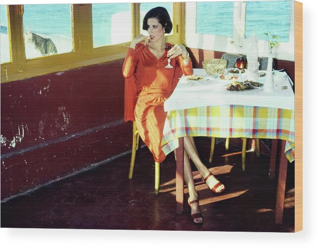 Fashion Wood Print featuring the photograph Dayle Haddon Wearing Missoni #1 by Jacques Malignon